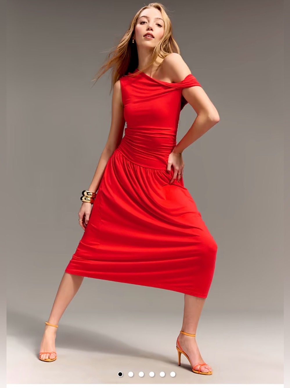 NWT Old Navy x Christopher John Rogers One Shoulder Maxi Ruched Dress Red , XL